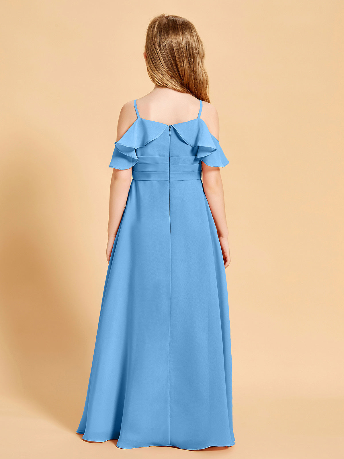 Off-the-Shoulder Bridesmaid Gown for Juniors Blue